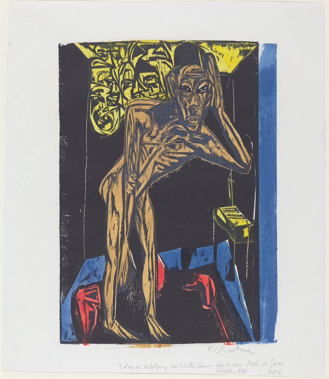 Peter Schlemihls underbara berättelse: Schlemihl i ensamheten i sitt rum av Ernst Ludwig Kirchner