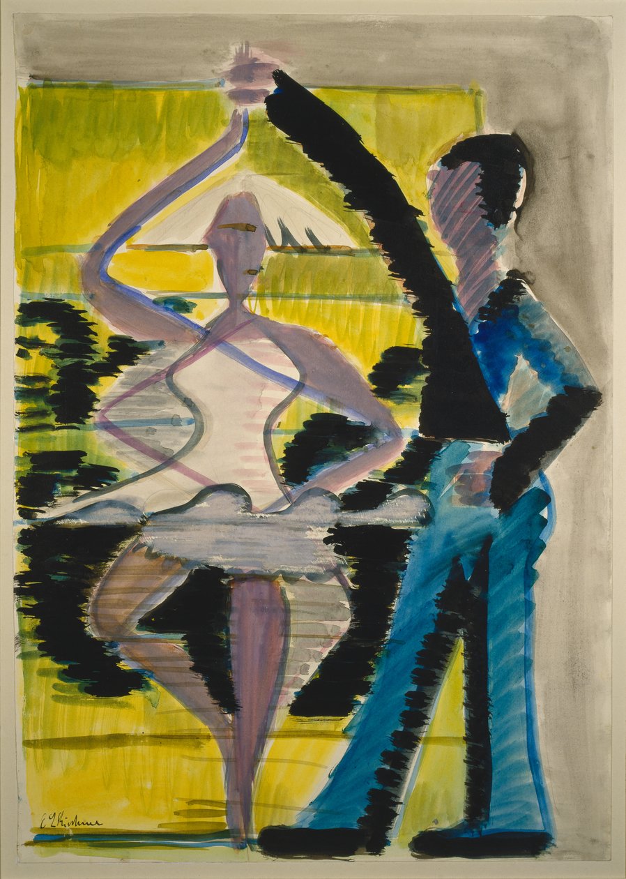 Pirouetting Dancer, ca 1931-32 (akvarell och pensel i svart över blyerts på slät pergamentkartong) av Ernst Ludwig Kirchner