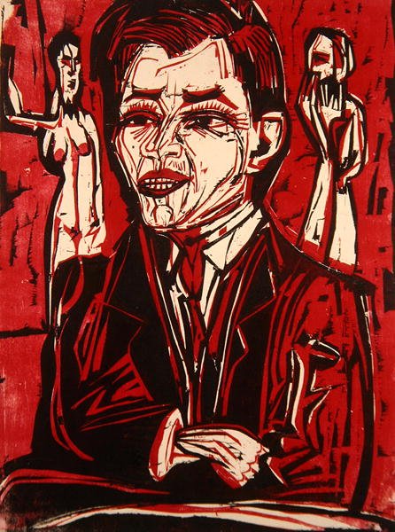 Porträtt av Dr Grohmann (träsnitt i färg) av Ernst Ludwig Kirchner