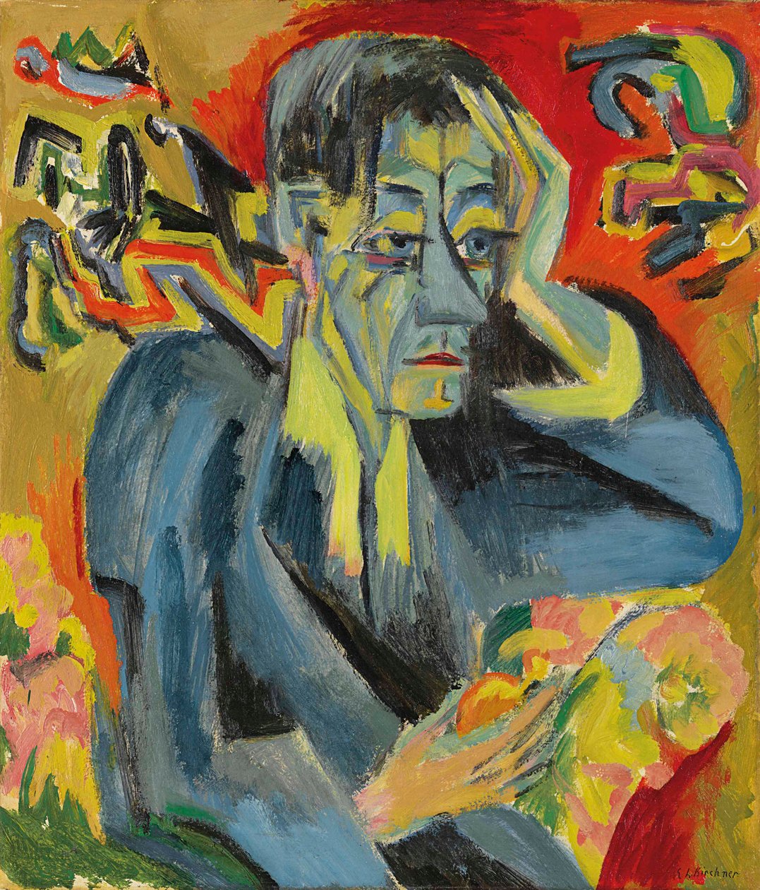 Porträtt av poeten Leonhard Frank, 1917. av Ernst Ludwig Kirchner