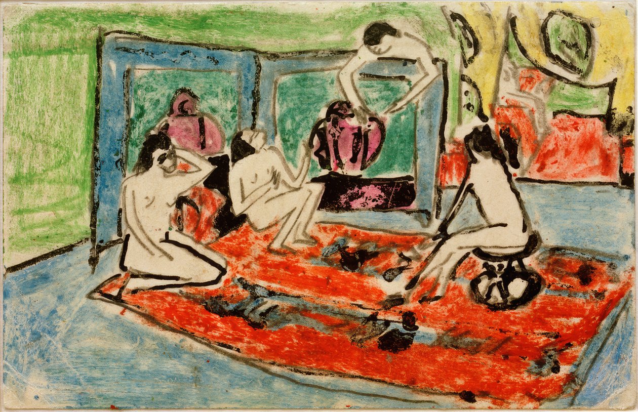 Vykort till Maschka Mueller från den 17 februari 1911 (fyra kvinnliga nakenbilder i studion) av Ernst Ludwig Kirchner