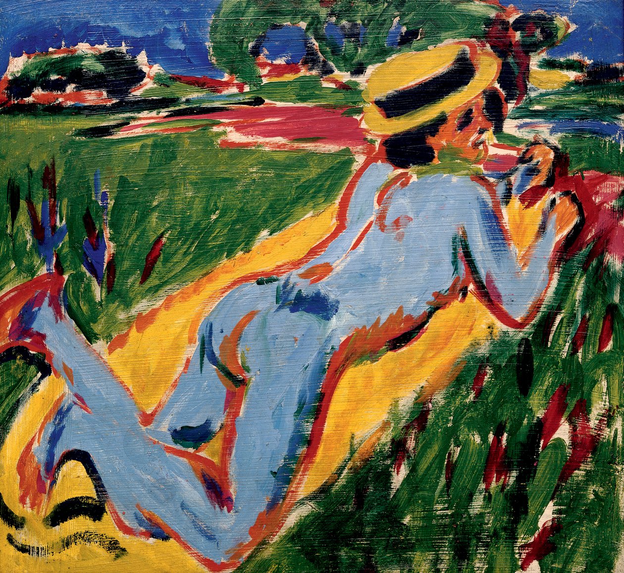 Återvinning av blå naken i en stråhatt, 1909 av Ernst Ludwig Kirchner