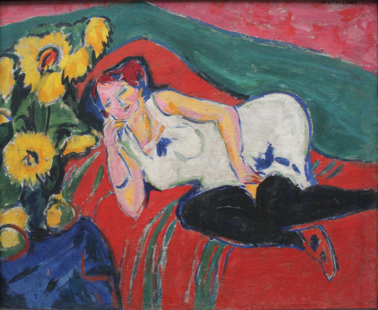 Vila kvinna i vit skjorta av Ernst Ludwig Kirchner