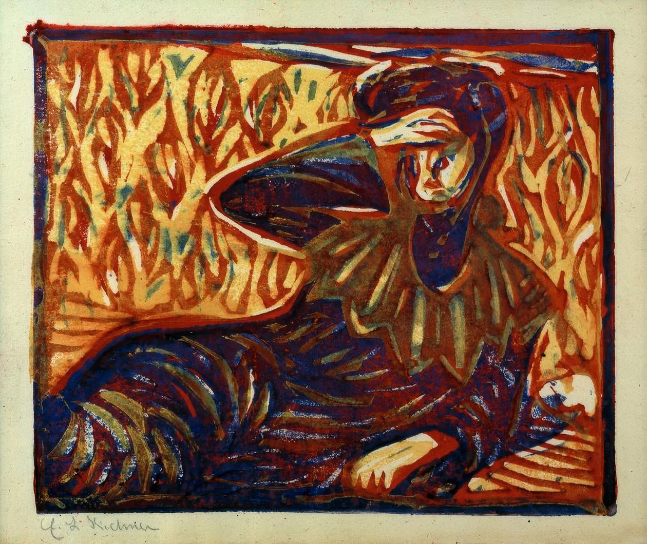 Vilande tjej med huvudvärk av Ernst Ludwig Kirchner