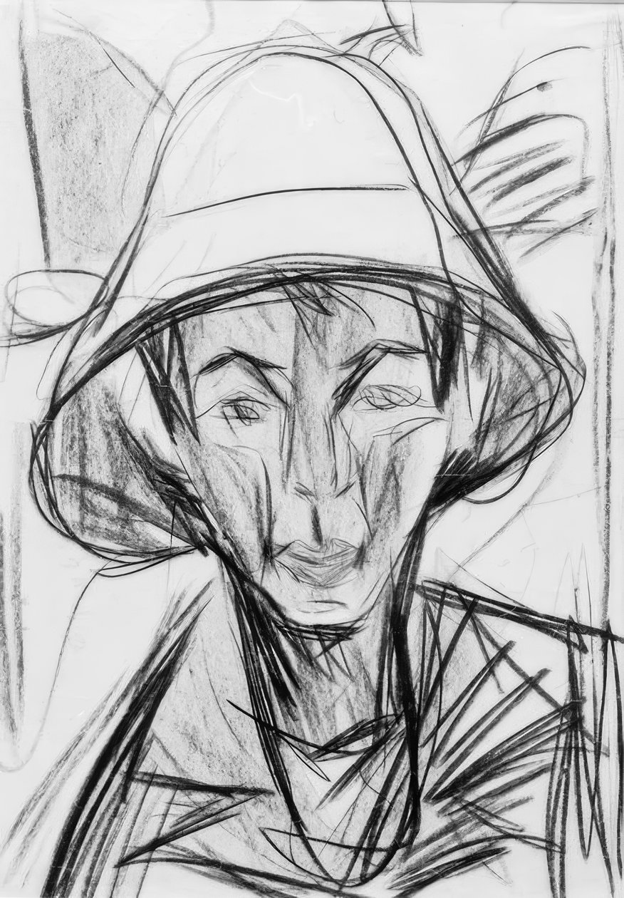 Självporträtt med en herdehatt av Ernst Ludwig Kirchner
