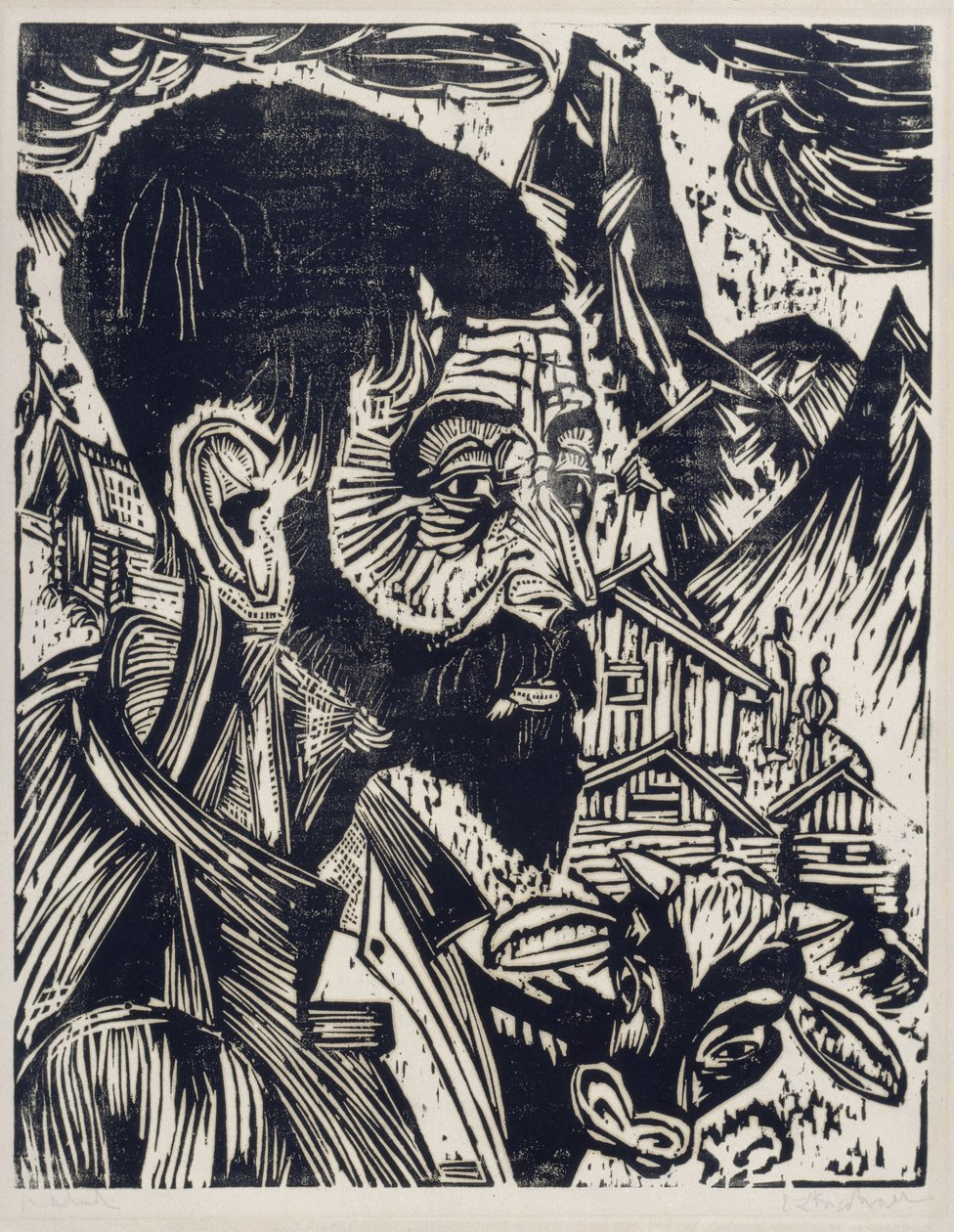 Huvud av en alpherd (Martin Schmid) av Ernst Ludwig Kirchner