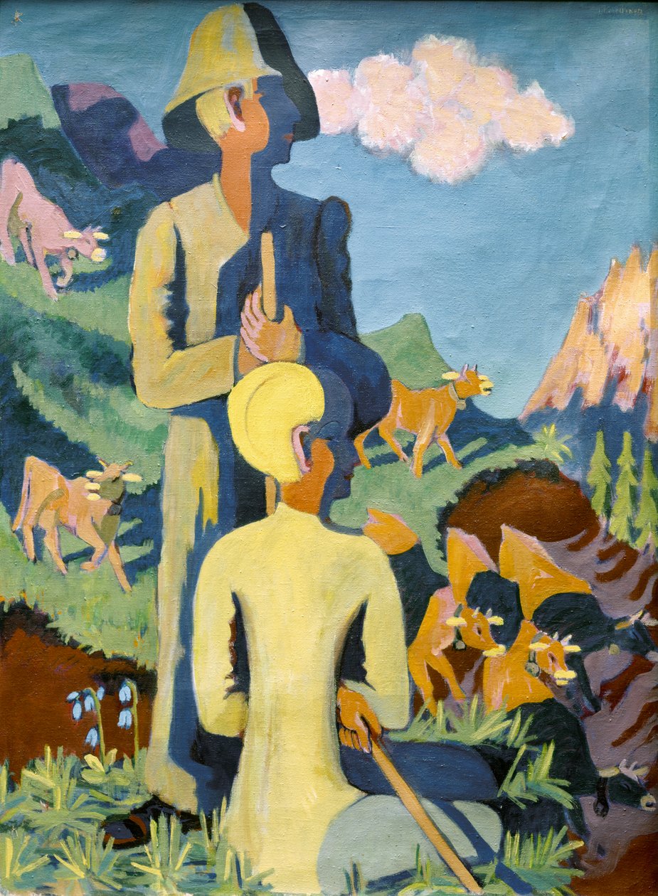 Fåraherdar på kvällen. 1937. (olja på duk) av Ernst Ludwig Kirchner