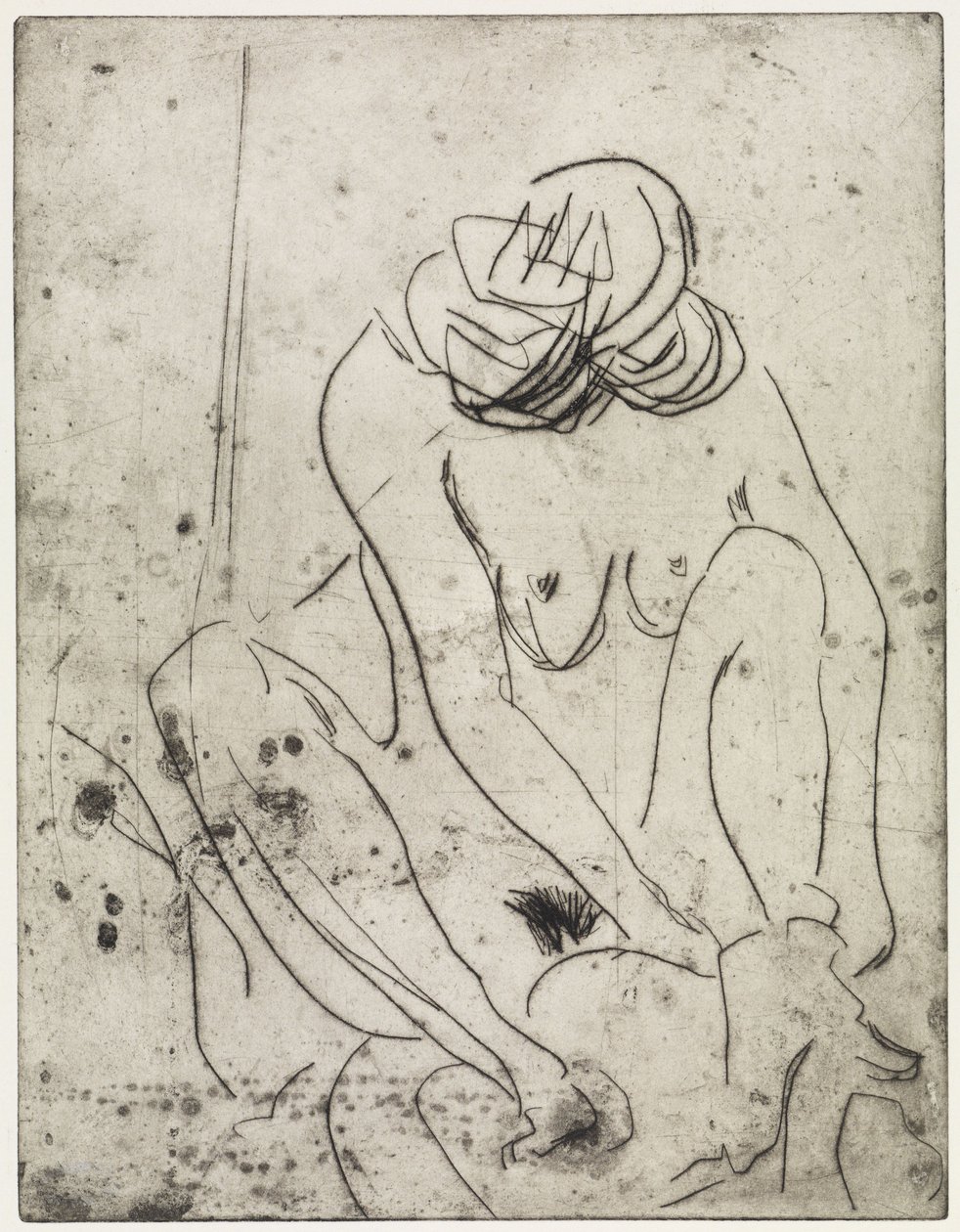 Flicka som torkar sig/Två kvinnor som badar av Ernst Ludwig Kirchner