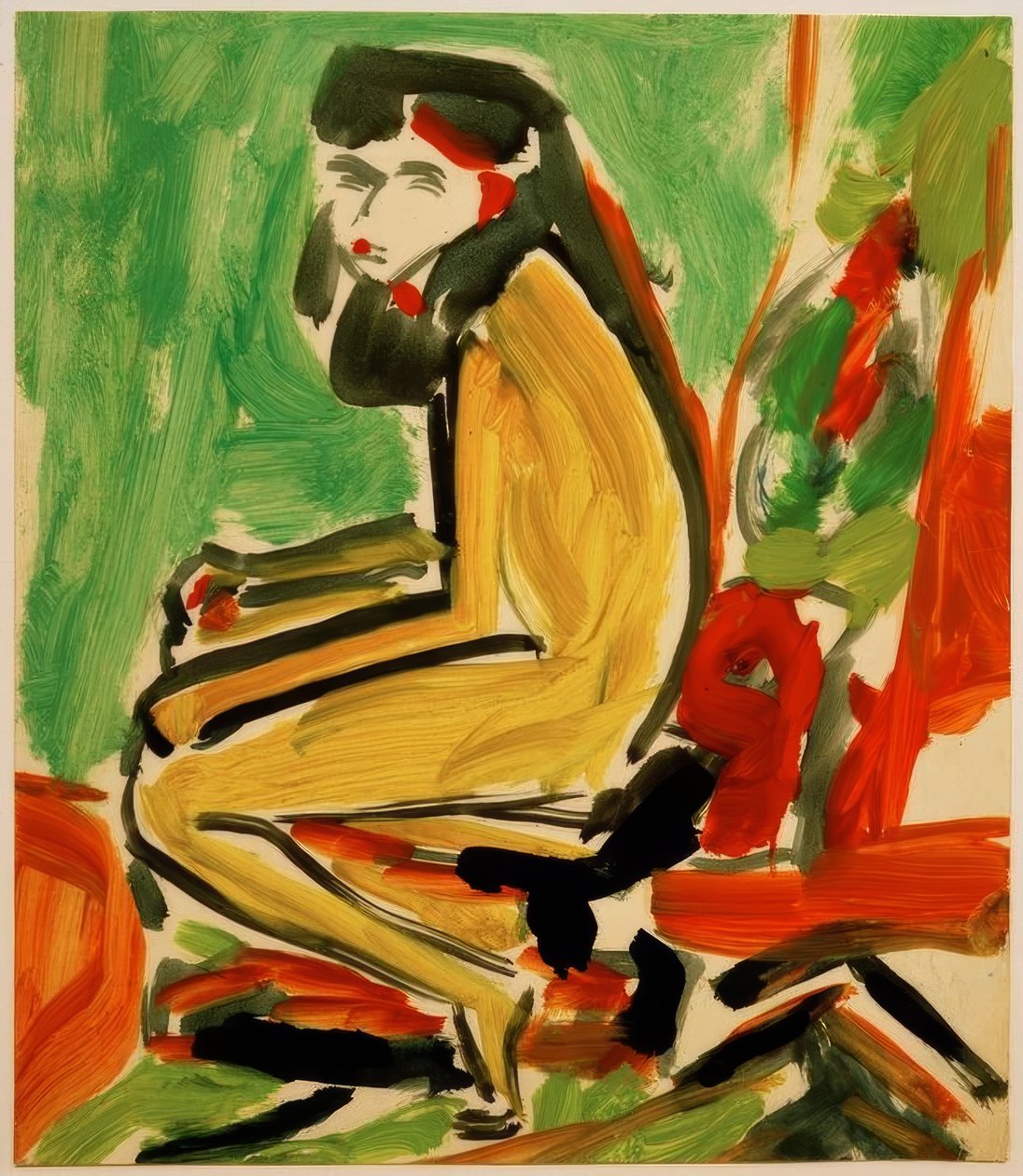 Sitter Fränzi med vitt ansikte av Ernst Ludwig Kirchner