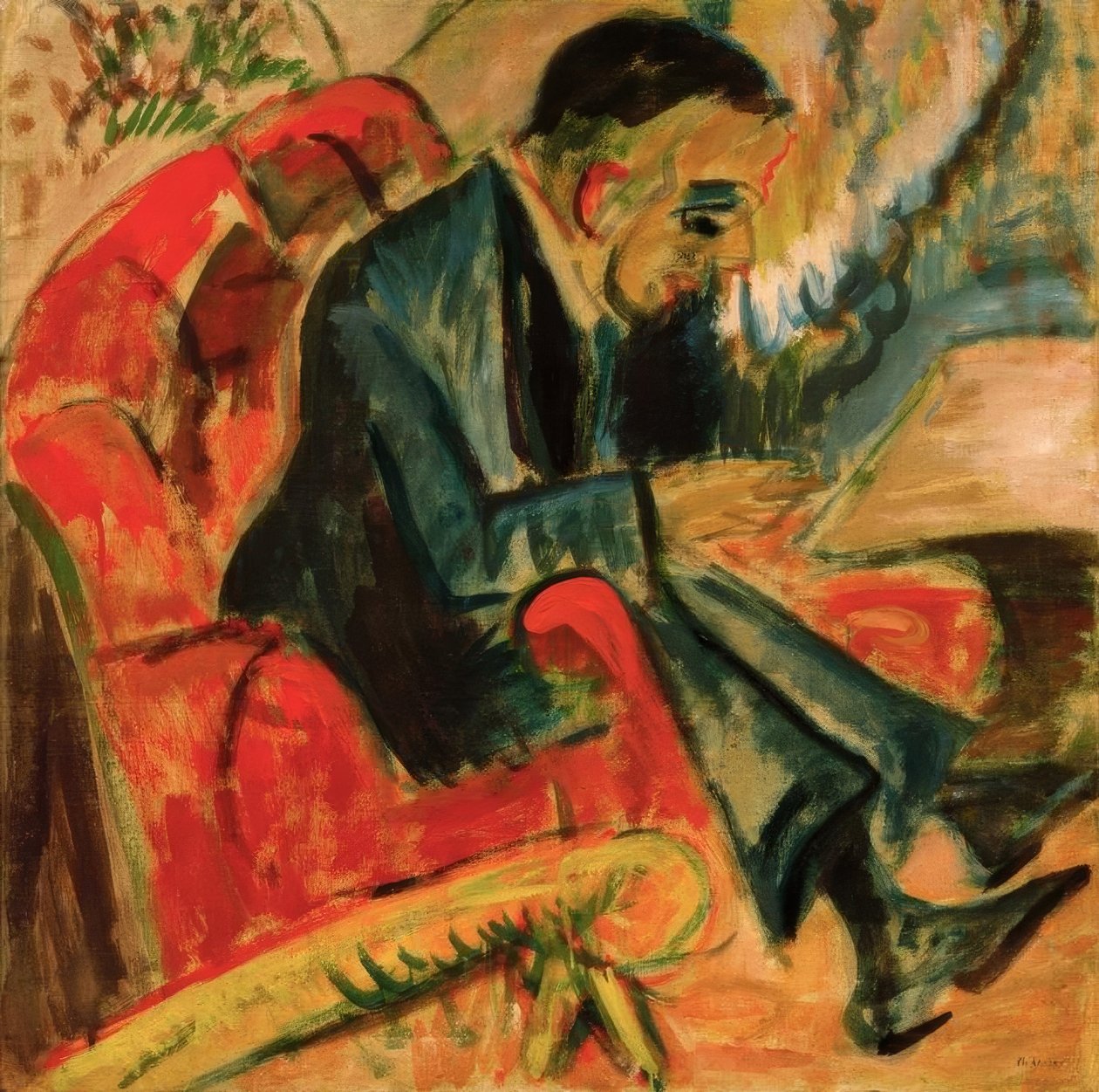 Sittande man på parkbänk av Ernst Ludwig Kirchner
