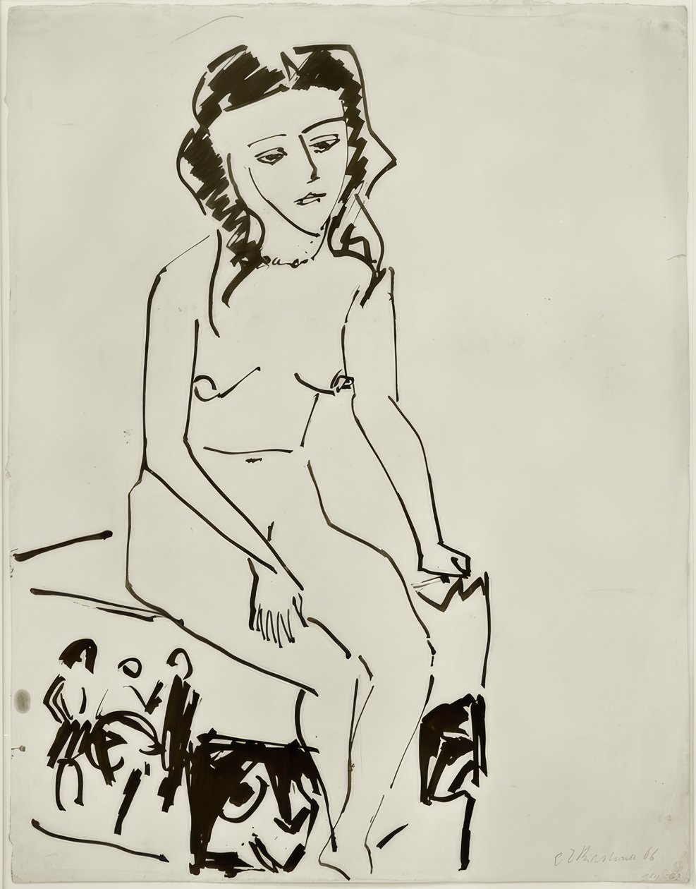 Sitter kvinnlig naken av Ernst Ludwig Kirchner
