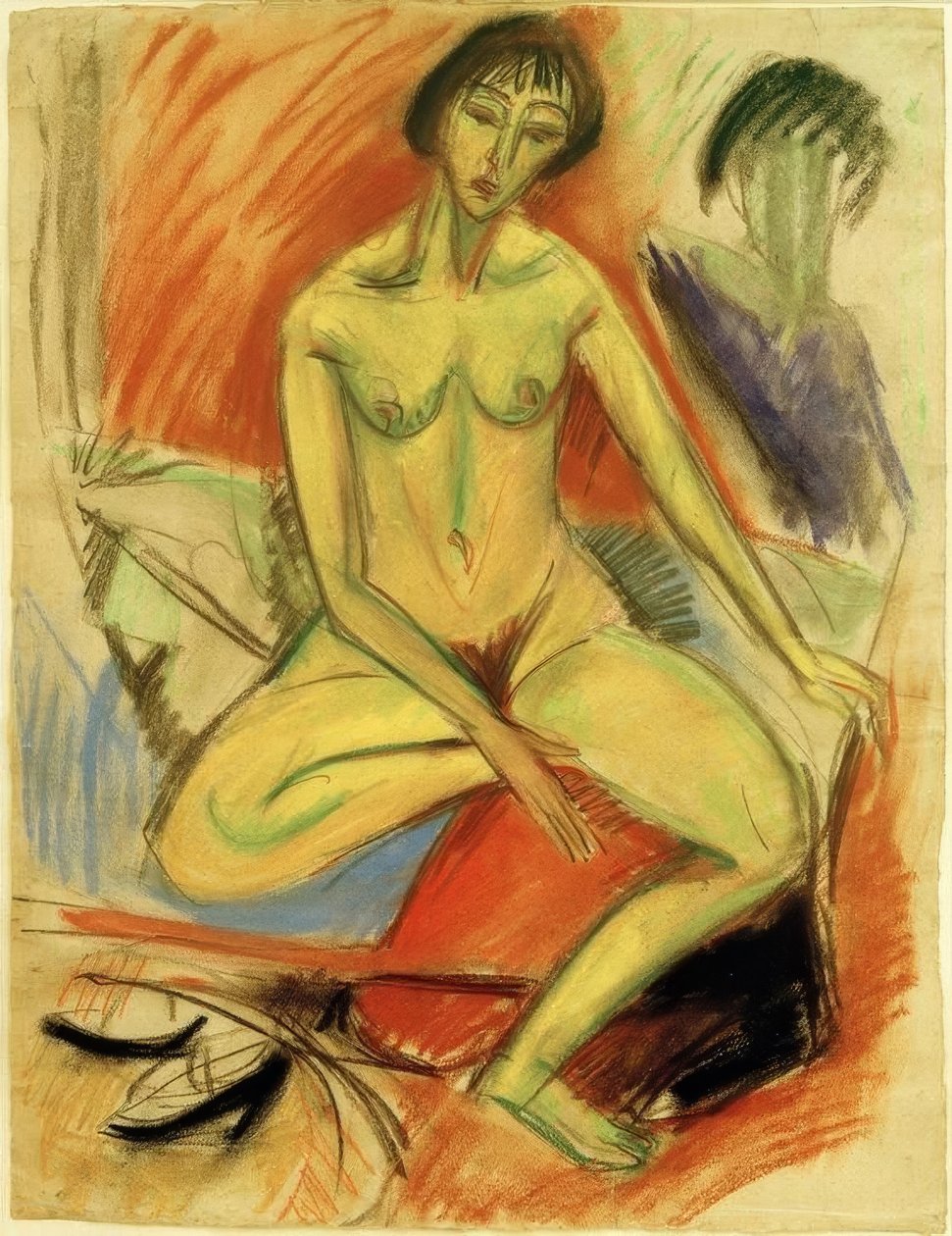 Sitter kvinnlig naken av Ernst Ludwig Kirchner