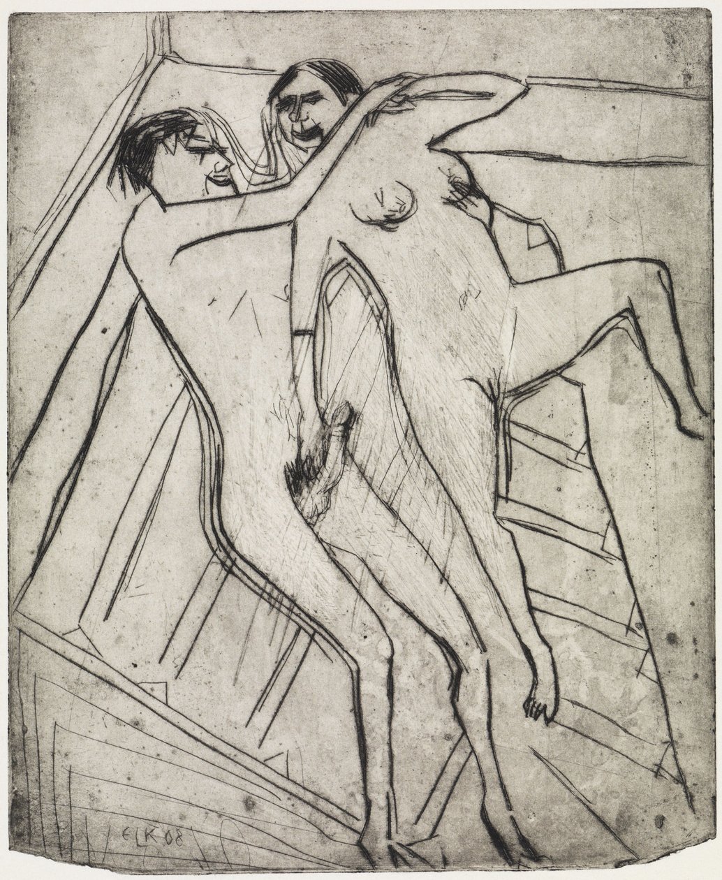 Sittande flicka på stranden/kärlekspar av Ernst Ludwig Kirchner