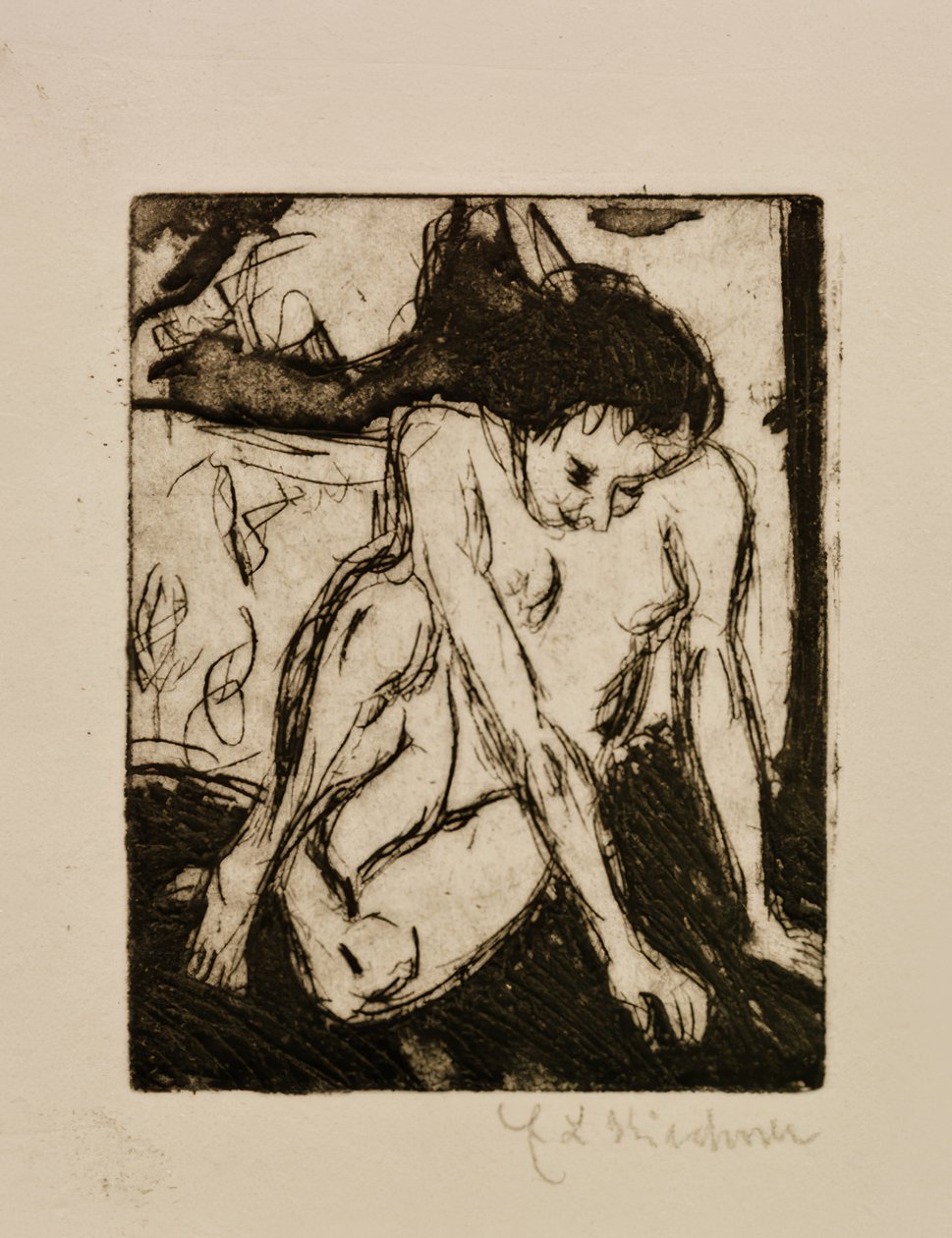 Sitter naken tjej av Ernst Ludwig Kirchner