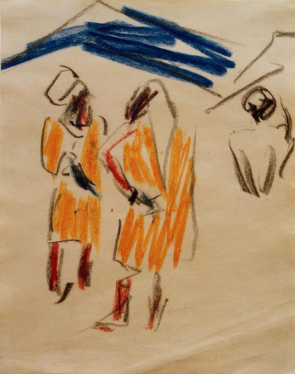 Skiss över två marockaner av Ernst Ludwig Kirchner
