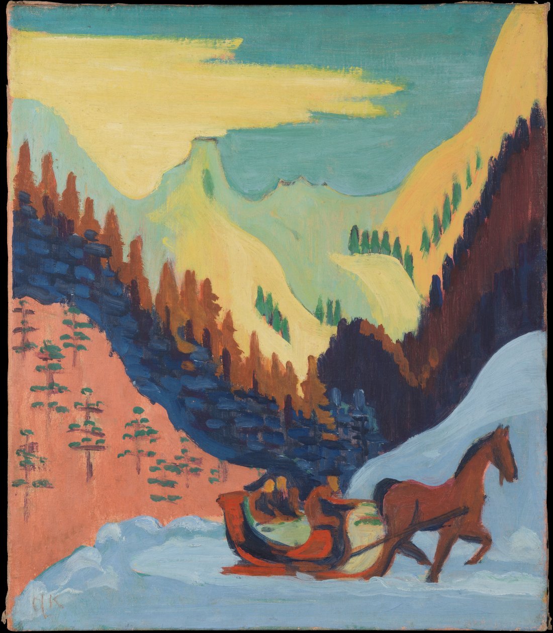 Slädtur i snön av Ernst Ludwig Kirchner
