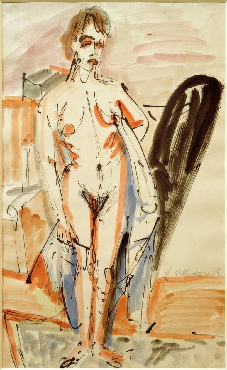 Stående naken (stående naken kvinna) av Ernst Ludwig Kirchner