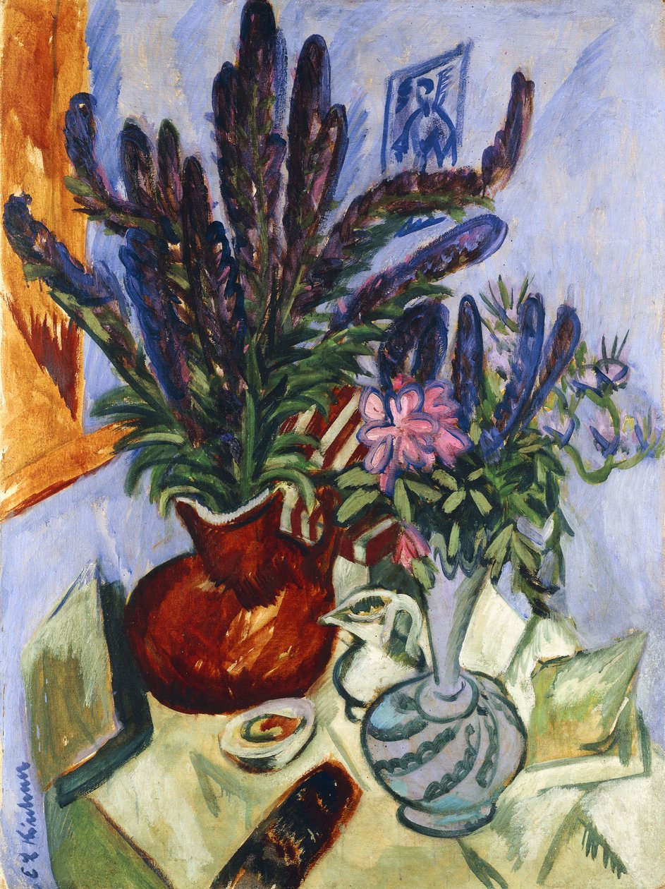 Stilleben med en vas med blommor; Stilleben Mit Blumenvasen, 1912 av Ernst Ludwig Kirchner