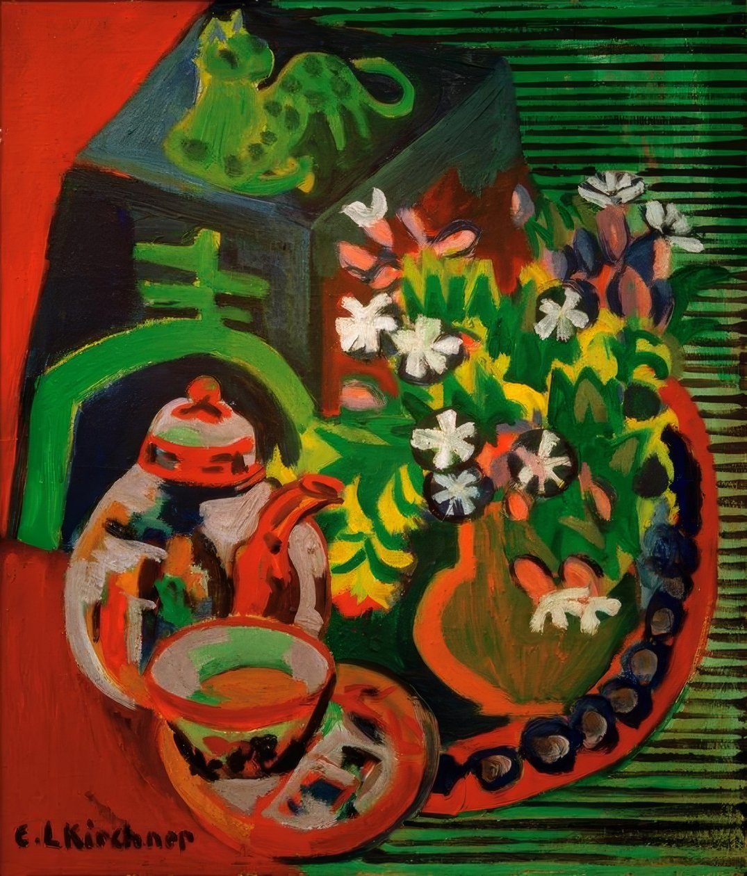 Stilleben med kinesiskt porslin av Ernst Ludwig Kirchner