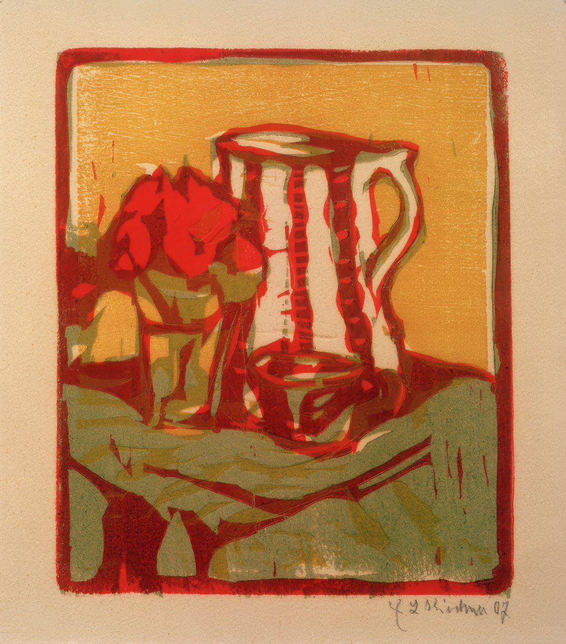 Stilleben med kanna och blommor av Ernst Ludwig Kirchner