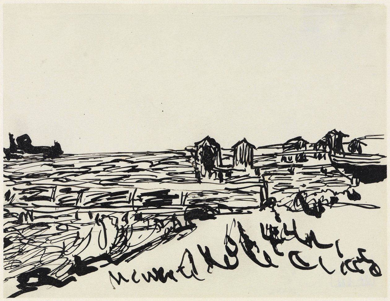 Strand med badvagnar av Ernst Ludwig Kirchner