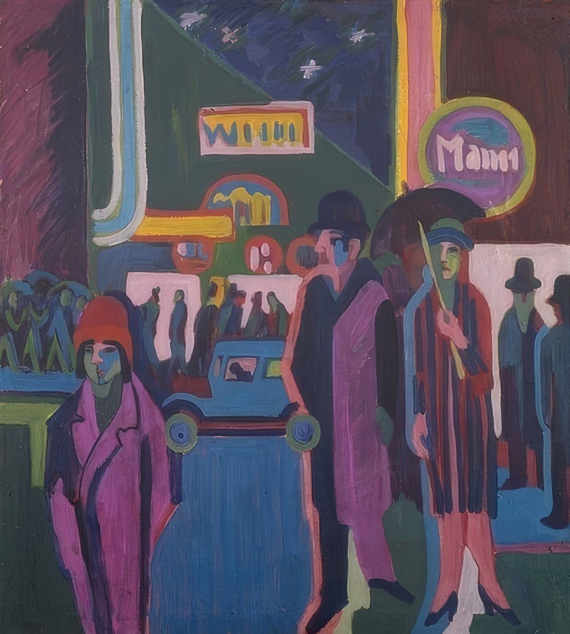 Gatubild på natten. 1925 av Ernst Ludwig Kirchner