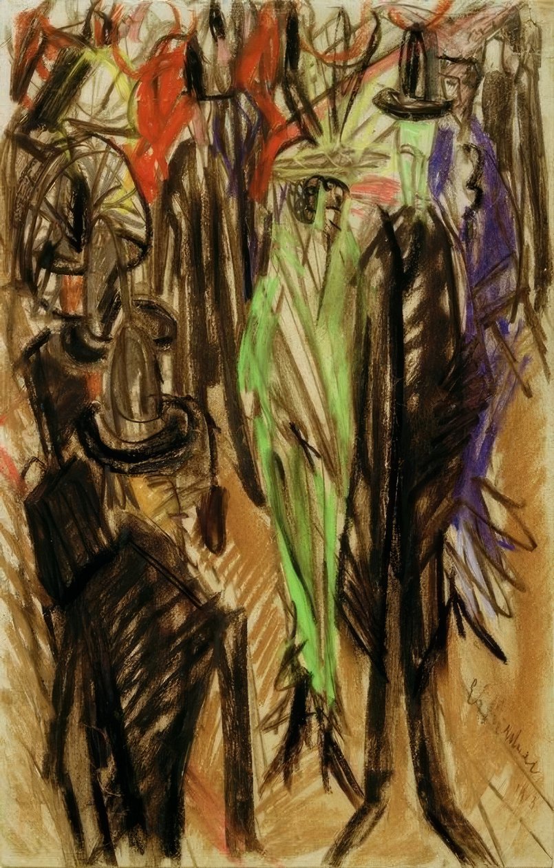 Gatubild med en grön dam av Ernst Ludwig Kirchner