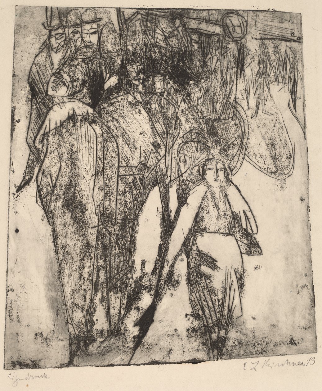 Gatubild med en omnibus av Ernst Ludwig Kirchner
