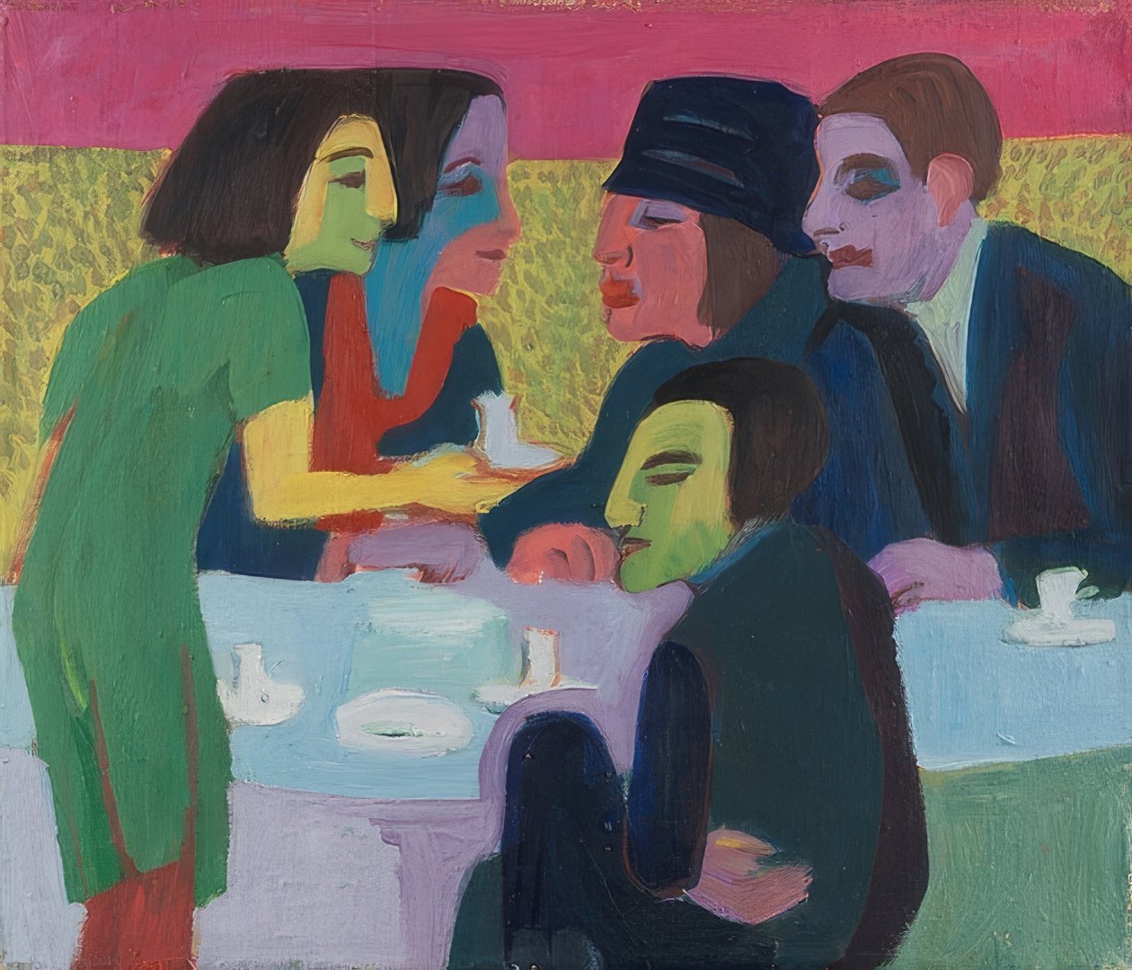 Scen i kaféet. Omkring 1926 av Ernst Ludwig Kirchner