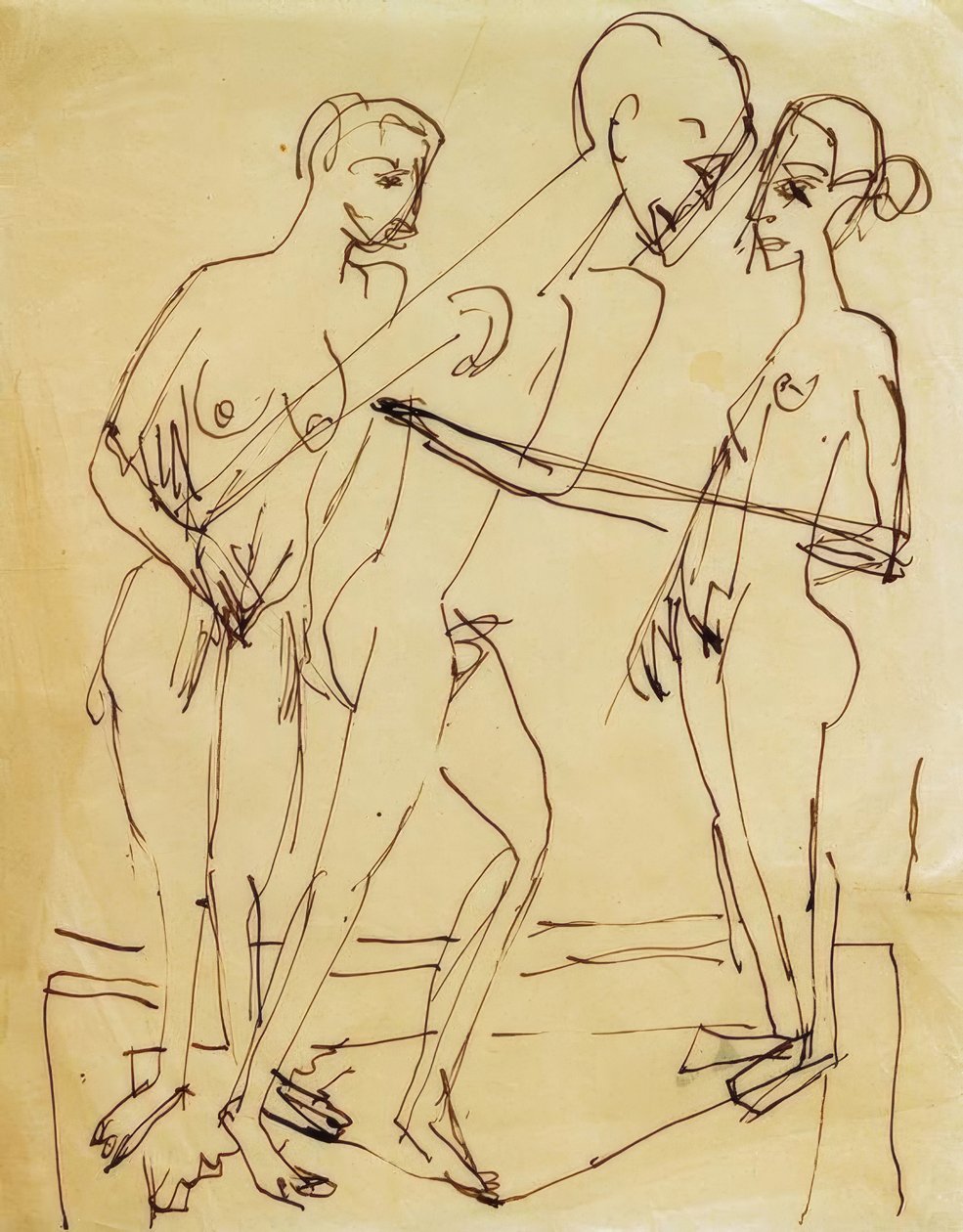 Dans mellan kvinnor av Ernst Ludwig Kirchner
