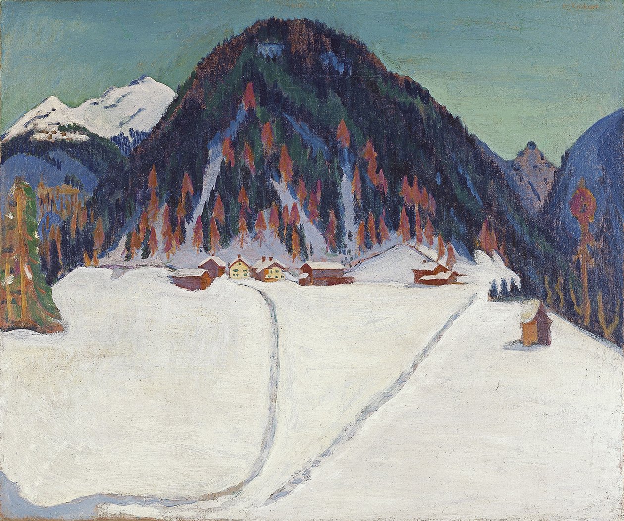 Junkerboden under snö, ca 1936-1938 av Ernst Ludwig Kirchner