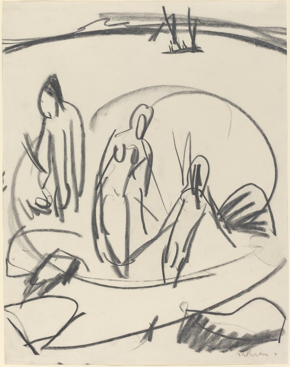 Tre badande i havet av Ernst Ludwig Kirchner