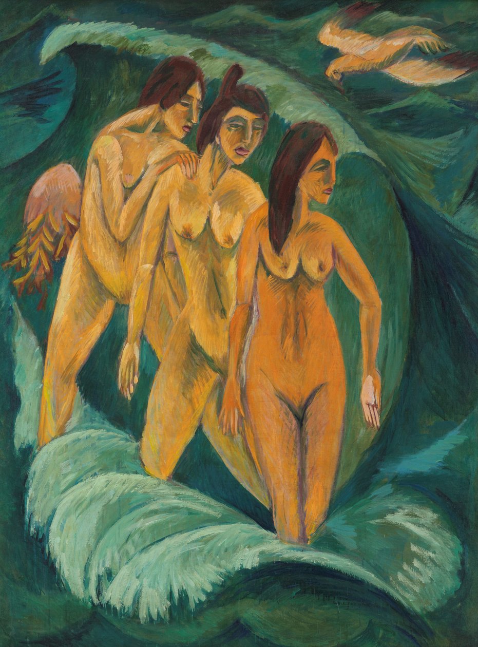 Tre badgäster, 1913 av Ernst Ludwig Kirchner