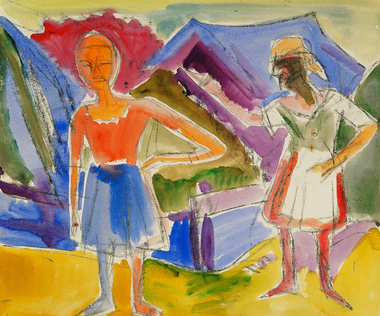 Två figurer; två siffror, av Ernst Ludwig Kirchner