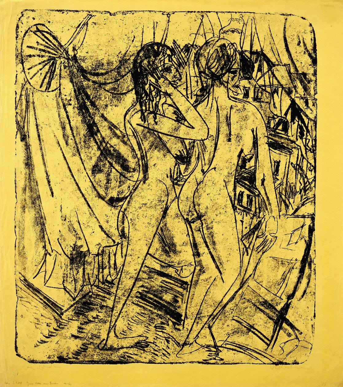 Två nakenbilder vid fönstret, 1915 av Ernst Ludwig Kirchner