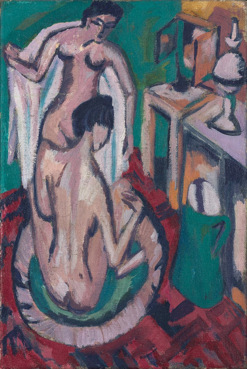 Två nakenbilder i ett grunt badkar, ca. 1912/1913-1920 av Ernst Ludwig Kirchner