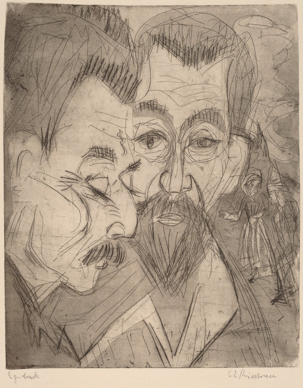 Två bondhuvuden av Ernst Ludwig Kirchner