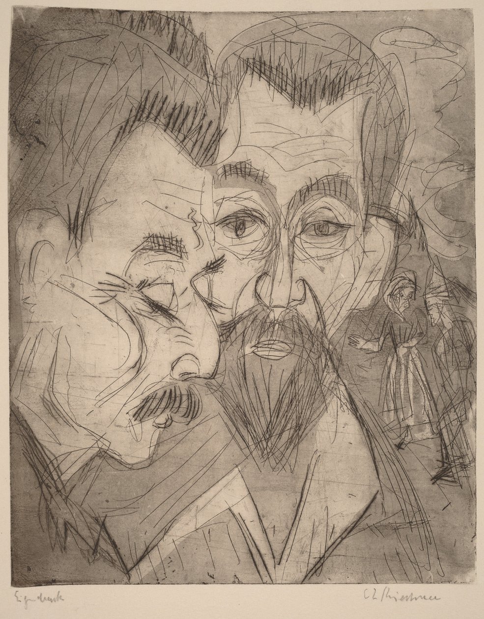 Två bondhuvuden av Ernst Ludwig Kirchner