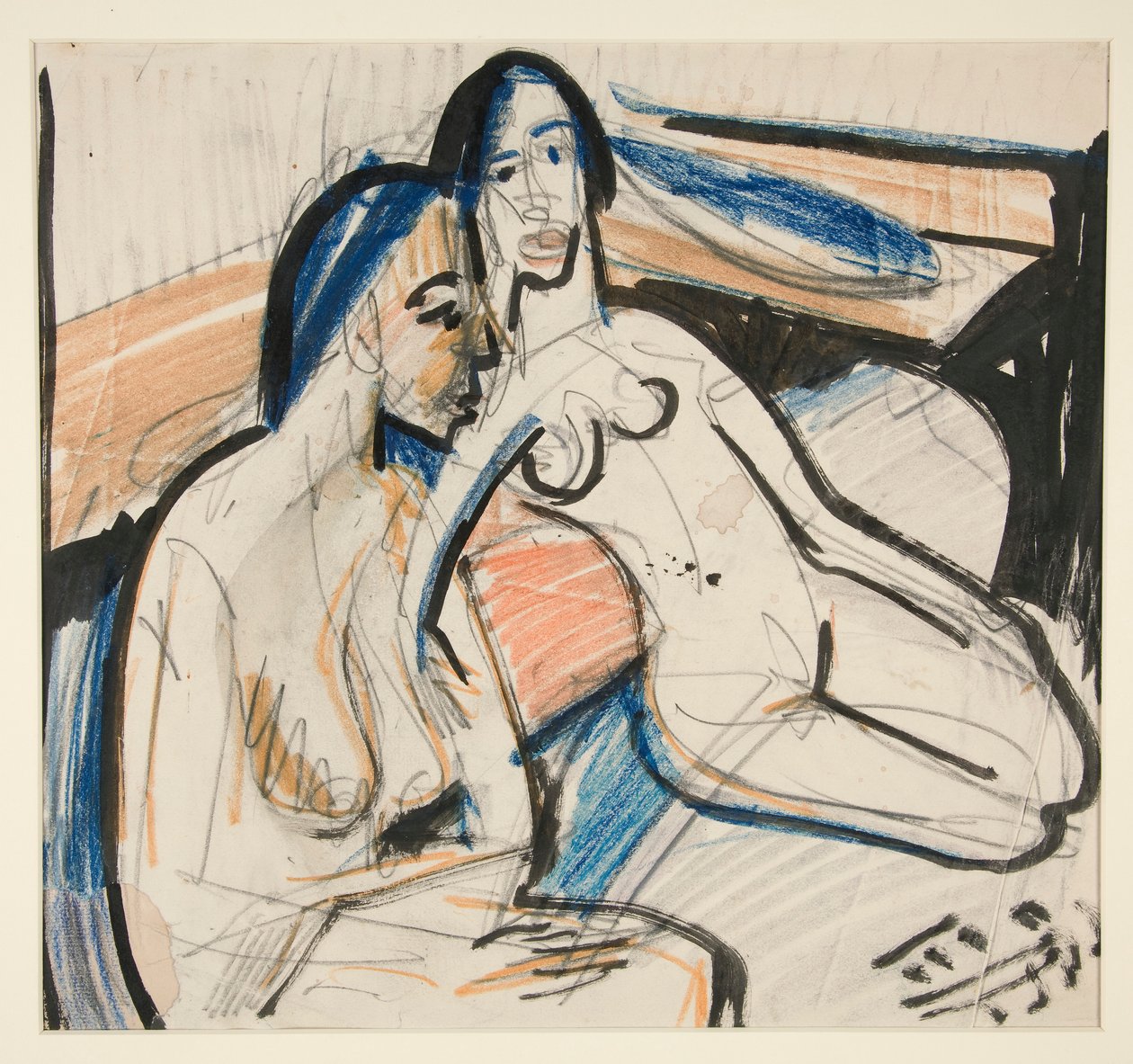 Två sittande kvinnor i studio av Ernst Ludwig Kirchner