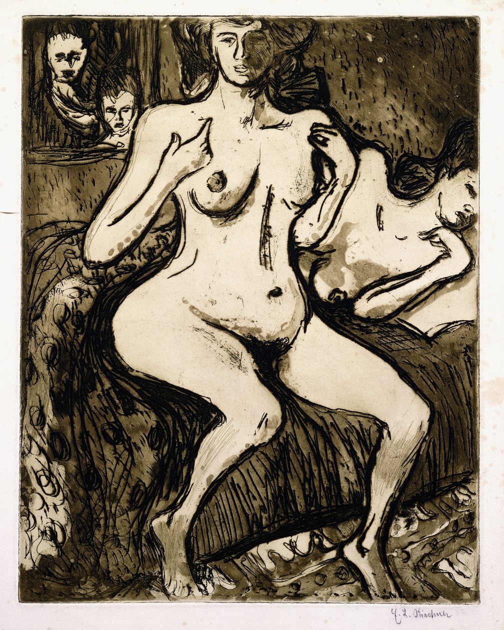 Två kvinnor, 1907 av Ernst Ludwig Kirchner
