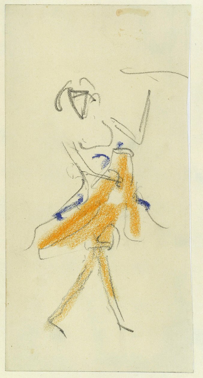 En dansare. Verk av Ernst Ludwig Kirchner (1880-1938), penna och pastell på kartong av Ernst Ludwig Kirchner