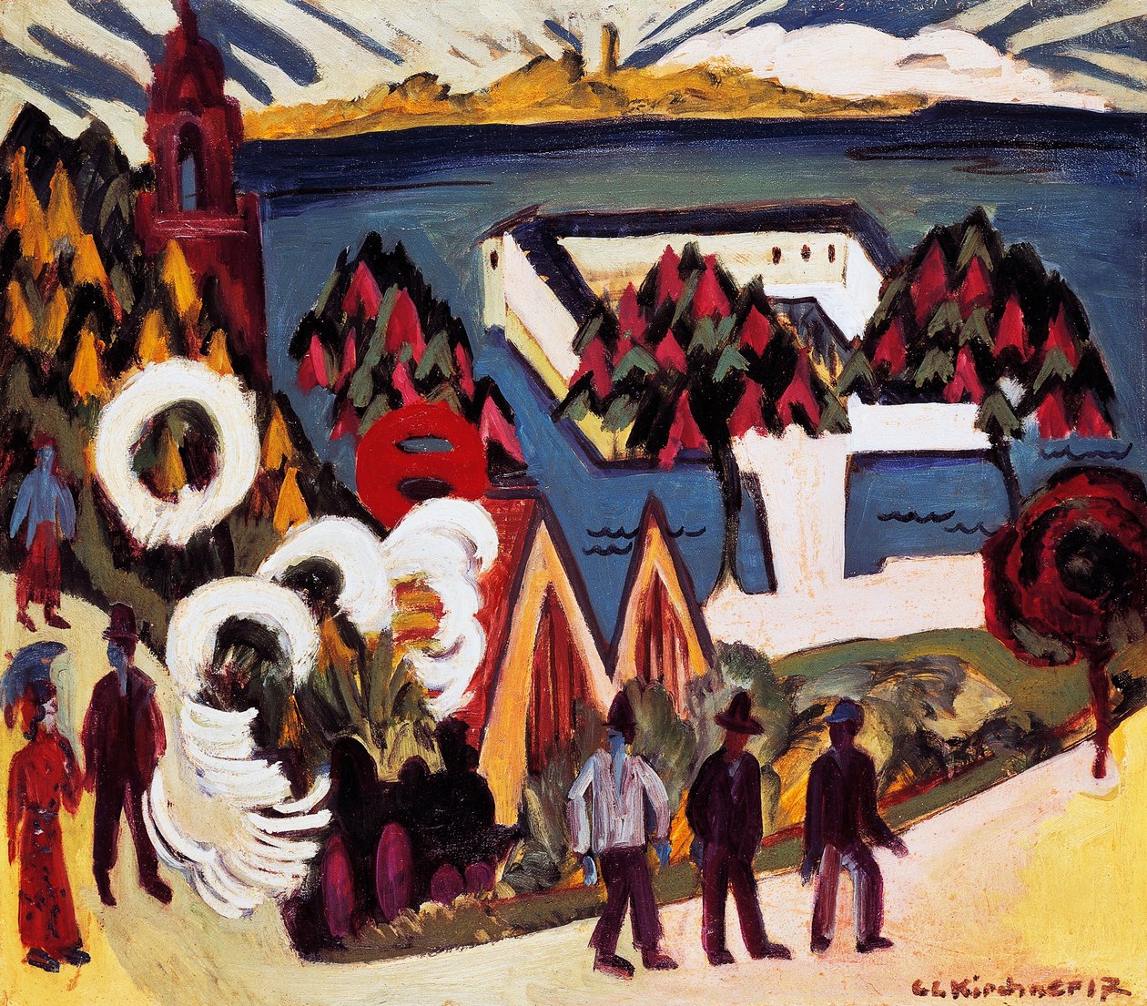 Utsikt över Bodensjön vid Kreuzlingen av Ernst Ludwig Kirchner