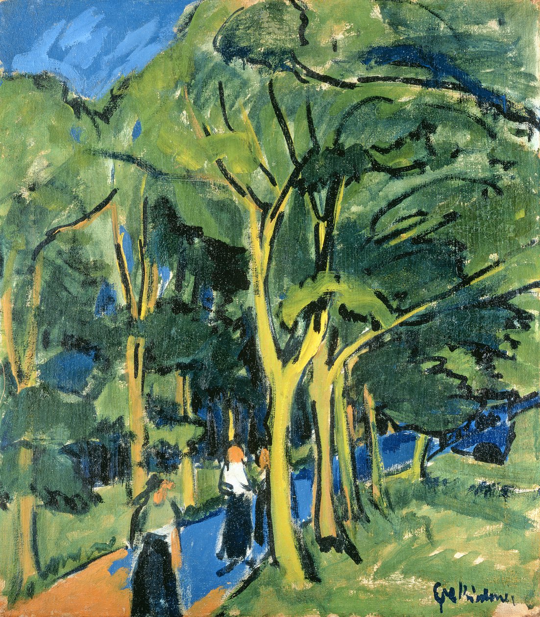 Waldstrasse, ca 1910 av Ernst Ludwig Kirchner