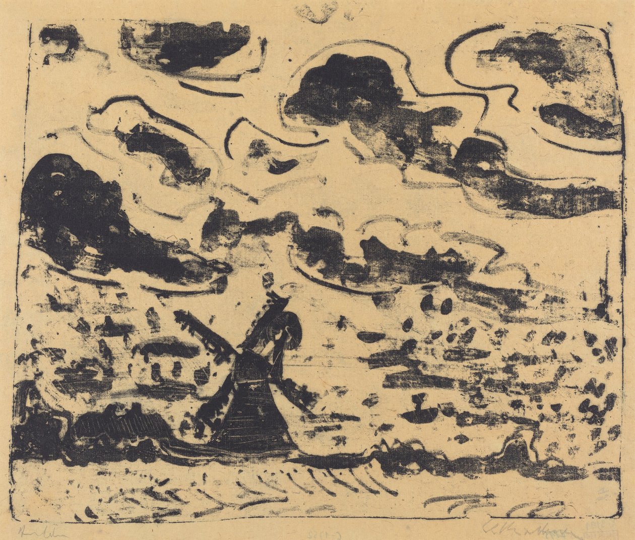 Väderkvarn nära Burg på Fehmarn av Ernst Ludwig Kirchner