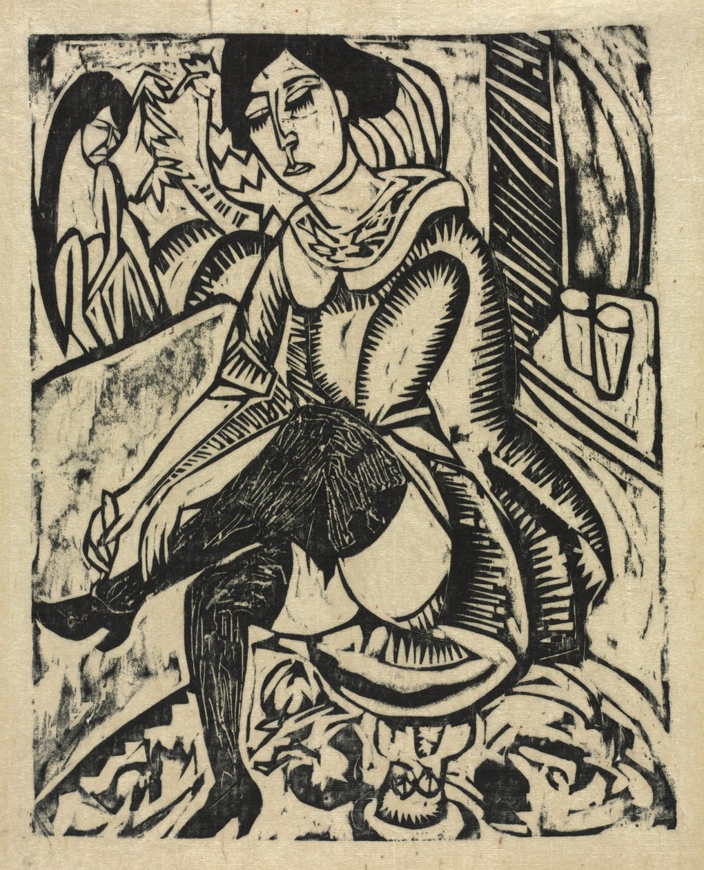 Kvinna som sätter på sig sina skor av Ernst Ludwig Kirchner