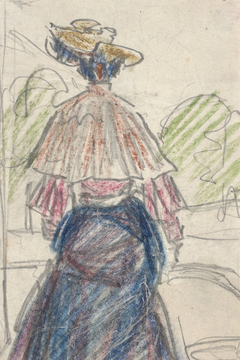 Kvinna i landskapet sett bakifrån (penna och krita på papper) av Ernst Ludwig Kirchner