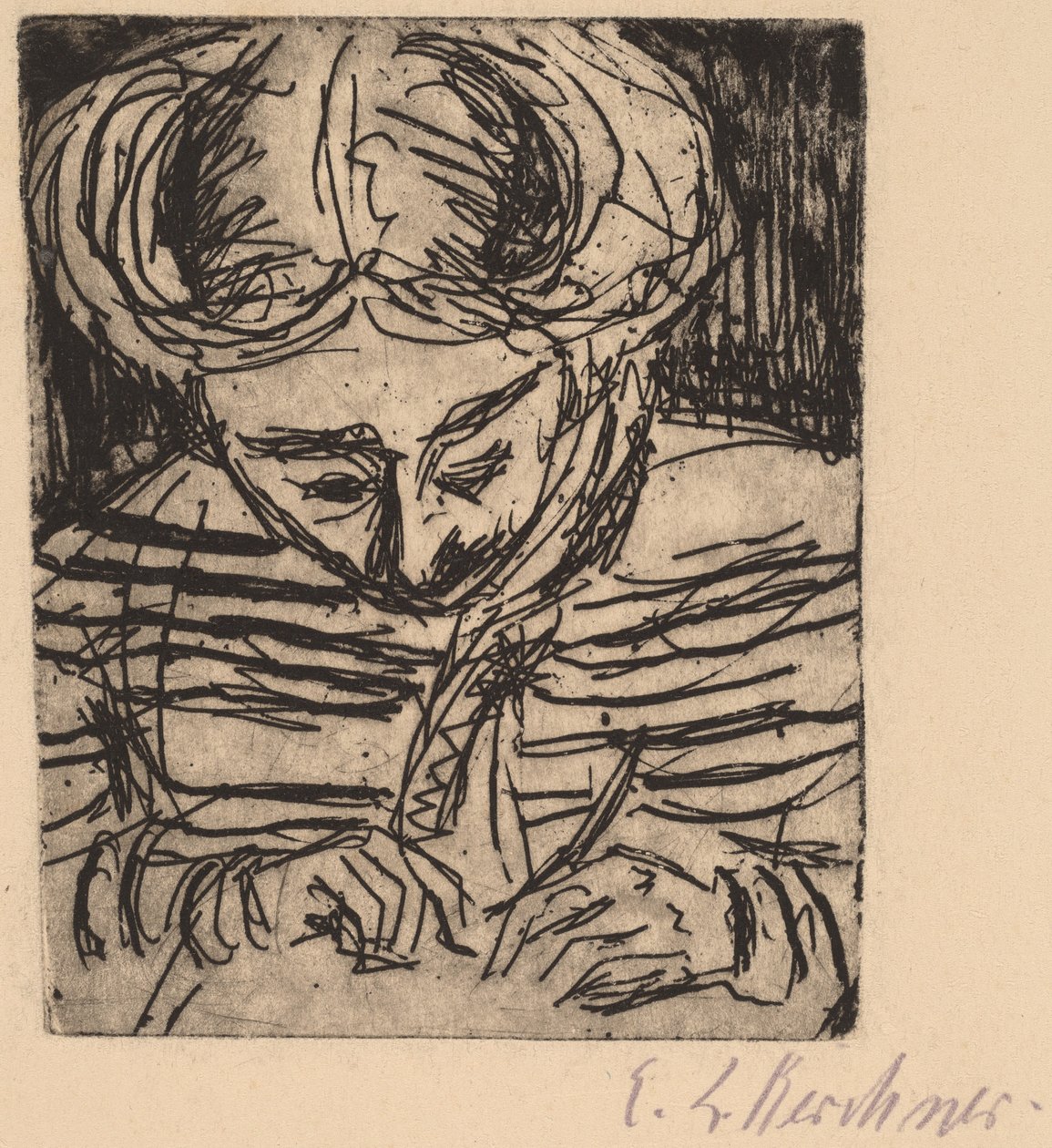Ung flickateckning av Ernst Ludwig Kirchner