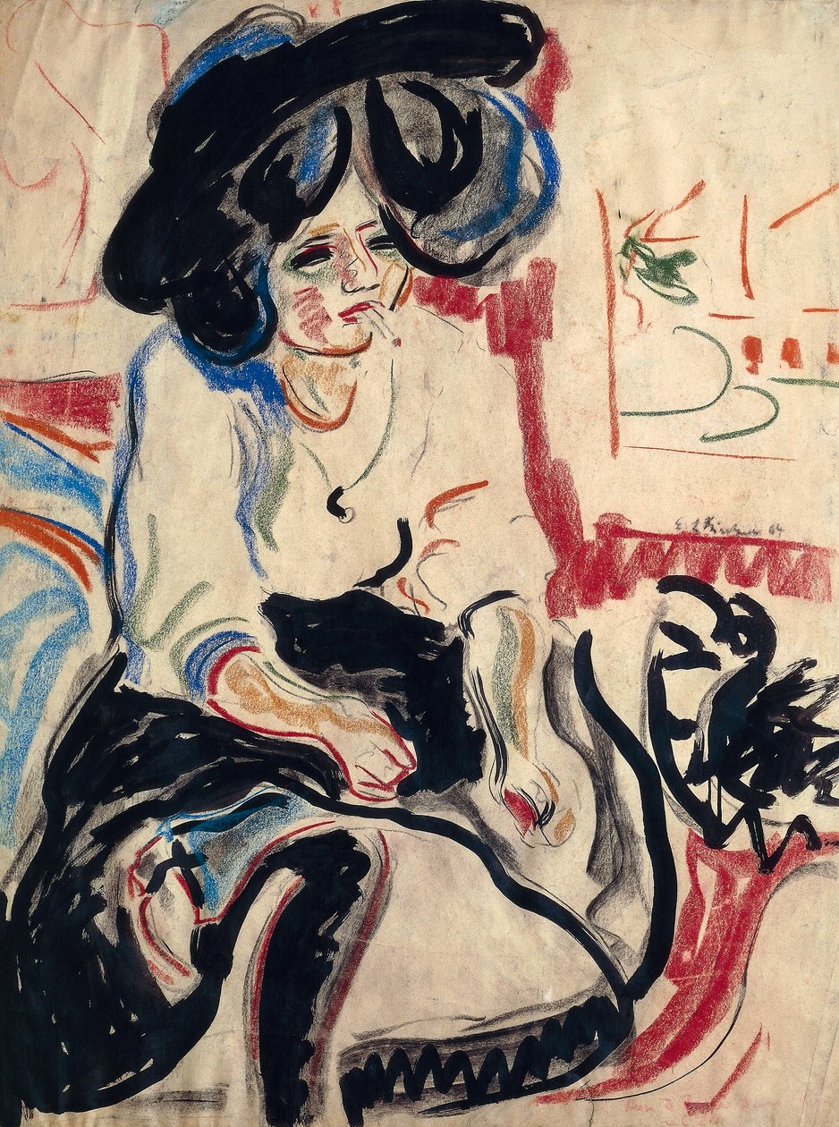 Ung kvinna med cigarett av Ernst Ludwig Kirchner