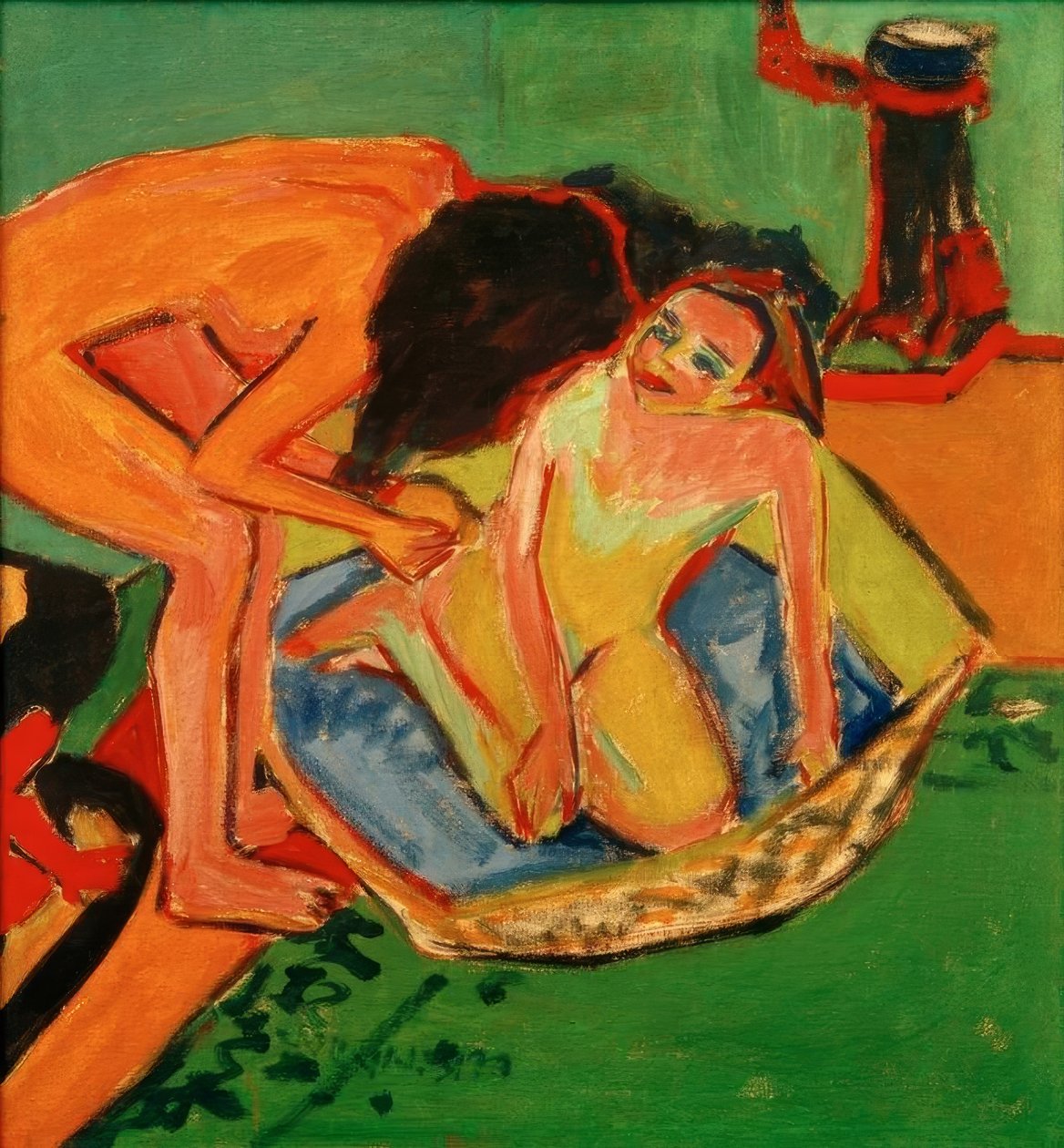 Två nakenbilder med badkar och ugn av Ernst Ludwig Kirchner