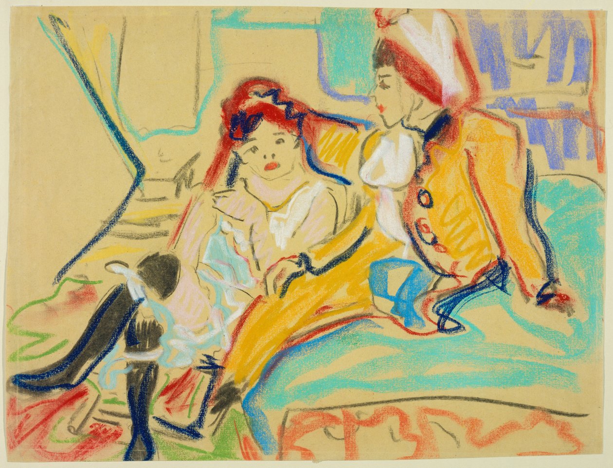 Två flickor på en divan av Ernst Ludwig Kirchner